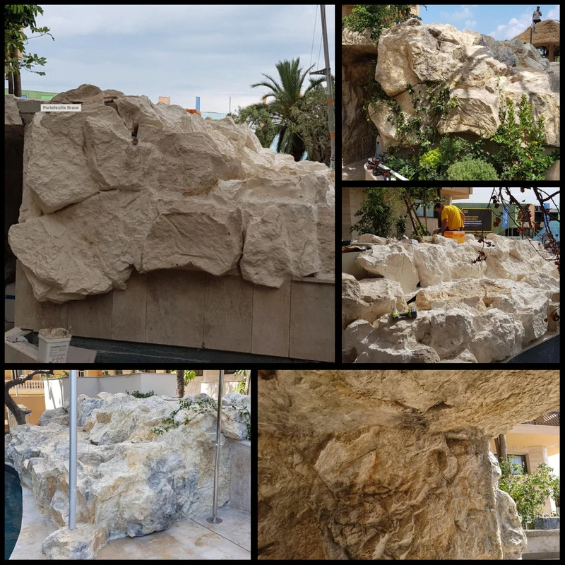 Habillage mur béton faux rochers avec cascade artificielle – Monaco