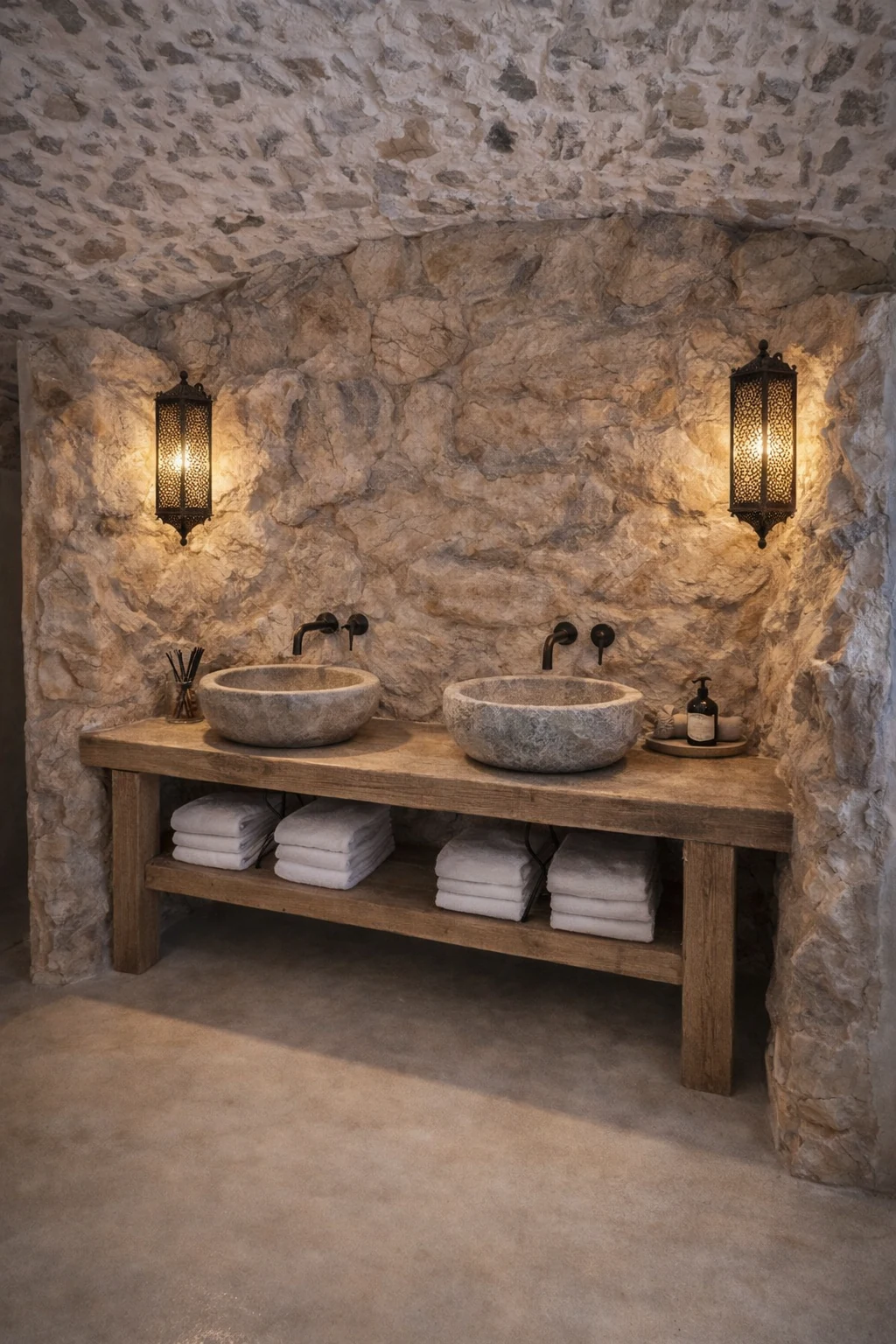 Décor grotte faux rocher polyester – parement roche salle de bain Menton