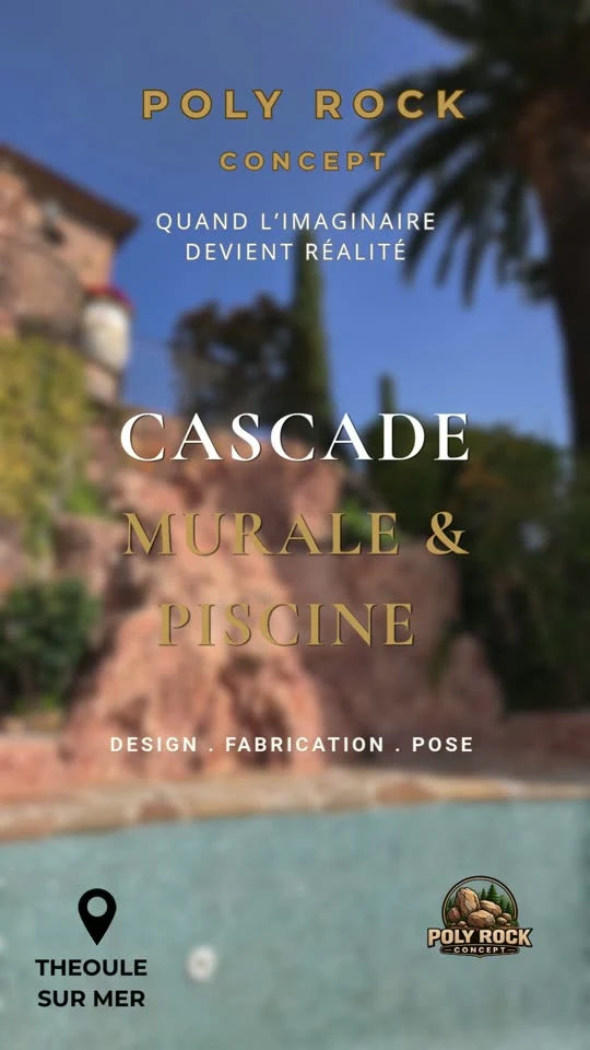 Couverture vidéo – cascade de piscine sur mesure en faux rochers imitation roche naturelle, Théoule-sur-Mer